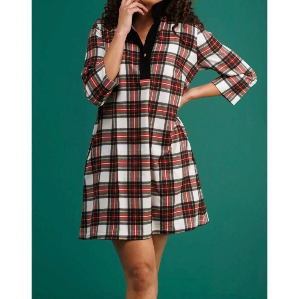 NWT Smith & Quinn Sophia Mini Dress in Winter Tartan Red Plaid Small Christmas